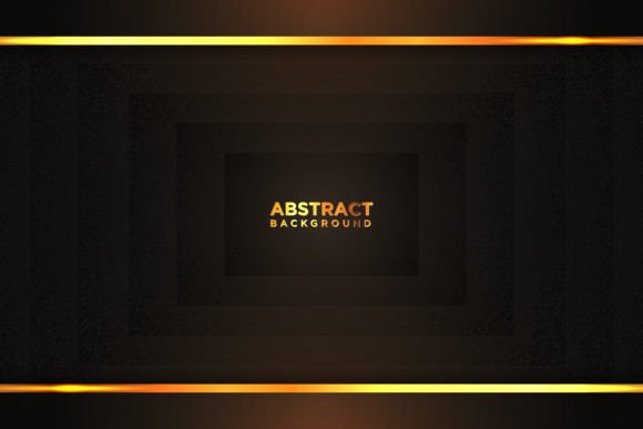 Abstract Dark Square Background: Modern Futuristic Gold Lines