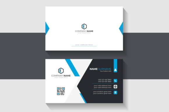 Elegant Business Card Template: Blue & Dark Modern Design