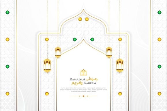 Elegant Ramadan Design: Luxury White and Gold Greeting Background