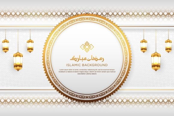 Elegant White and Golden Luxury Circle Style Islamic Ornamental Background