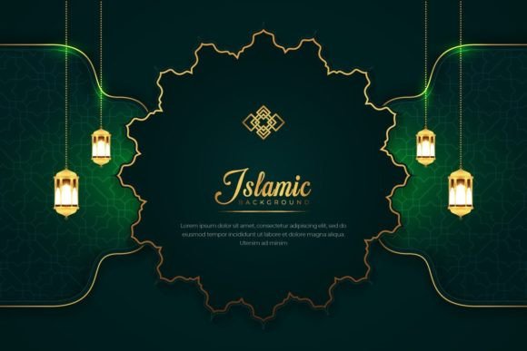 Elevate Your Celebrations with a Dark Green Islamic Greeting